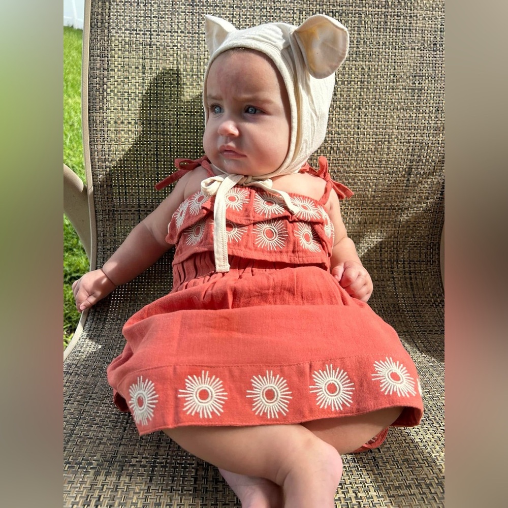 Kate Quinn 4 pc set sunsuit with hat and skirt
